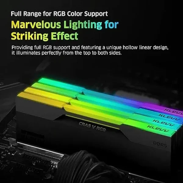 KLEVV CRAS V RGB DDR5 7200 CL34 (24GB x 2) Black KLVP-KD5KGUD80-72B340G - Image 3