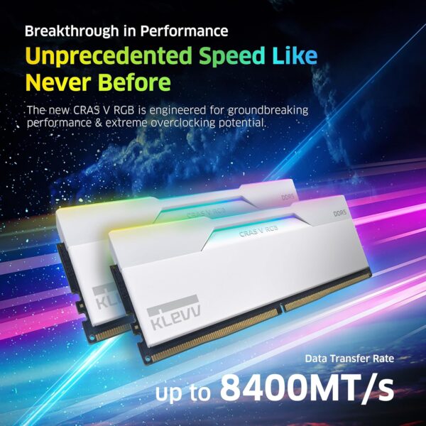 KLEVV CRAS V RGB DDR5 6000 CL30 (32GB x 2) White KLVP-KD5BGUA80-60A300J - Image 2