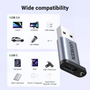 Ugreen USB A 3.0 Female to USB C Male Converter Adapter
