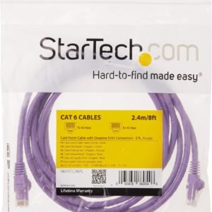 StarTech N6PATCH8PL Startech 8 ft Purple Snagless UTP Cat6 Patch Cable