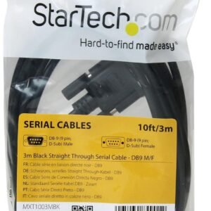 Startech MXT1003MBK Startech 3 m Black Straight Through Serial Cable - DB9 M/F
