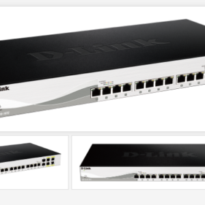 D-Link DXS-1210-16TC 16-Port 10-Gigabit Smart Managed Switch (12 x 10GBASE-T Ports + 2 x 10G SFP+ Uplink Ports + 2 x 10GBASE-T/SFP+ Combo Ports, EU 2-Pin & UK 3-Pin Power Cord, Rackmountable)