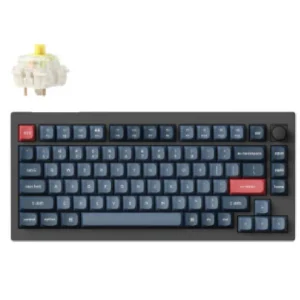 KEYCHRON KEYBOARD KYCN-V1M-D4 K1 MAX 75% 84 KEY, CARBON BLACK KNOB BANANA SWITCH,RGB HOT-SWAP GATERO