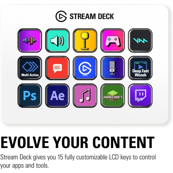 Elgato Stream Deck MK.2 15 Customizable LCD Keys - 10GBA9911 (White) - Image 2