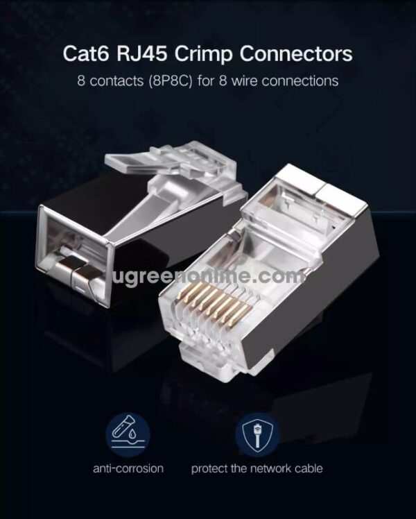 Ugreen cat 6 shielded metal connector 10pcs/bag - Image 4