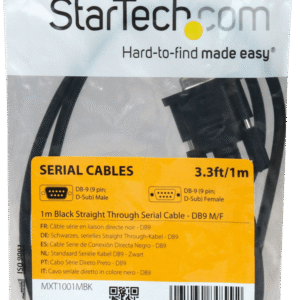 Startech MXT1001MBK Startech 1 m Black Straight Through Serial Cable - DB9 M/F