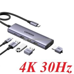 Ugreen 15596 USB-C To 4k30hz HDMI + 3 x USB3.0 + PD Power Converter 4K@30Hz USB type C Multifunction