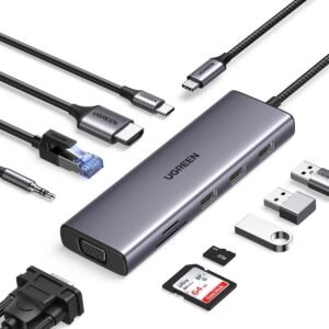 Ugreen 15601 10-in-1 USB-C Dock w/GB LAN,PD,VGA,4K HDMI,3*USB3.0,SD/TD,3.5mm