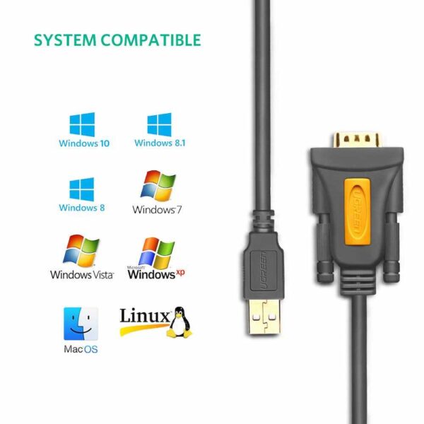 Ugreen USB 2.0 to DB9 RS232 cable, 1m - Prolfic Chipset (PL2303) - Image 2