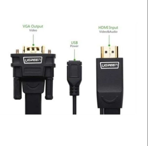 Ugreen HDMI Male To VGA Male converter round cable - chipset in HDMi connector 1.5m - Image 2