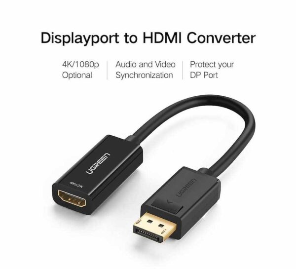 Ugreen DP to HDMI Female converter cable 4K*2K@ 30hz Slim type - Image 2