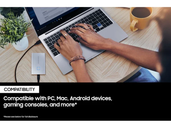 SAMSUNG T7 TOUCH PORTABLE SSD 2TB SILVER (with Fingerprint Recognition) - Image 2