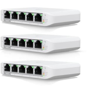 Ubiquiti USW-Flex-Mini-3 UniFi Compact 5Port Gigabit Desktop Switch, 3-pack