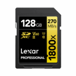128GB - Lexar® Professional 1800x SDXC™ UHS-II Card GOLD Series