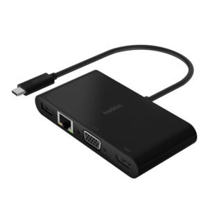 Belkin USB‑C Multimedia + Charge Adapter – 5‑in‑1 Hub with 100 W Power Delivery(AVC004BTBK)