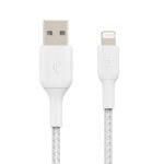 Belkin BoostCharge Braided USB‑A to Lightning Cable – 15 cm (6 in) – White (CAA002BT0MWH)