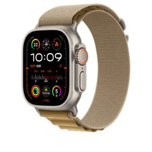 APPLE MXN23FE/A 49mm Tan Alpine Loop -Medium - Natural Titanium Finish