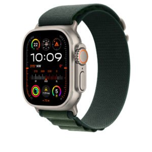 APPLE MXMW3FE/A 49mm Dark Green Alpine Loop - Large - Natural Titanium Finish