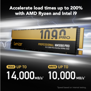 Lexar NM1090 Pro Gen5 NVMe SSD 1TB M.2 2280 PCIe Gen5x4 (LNM109P001T-RNNNG)