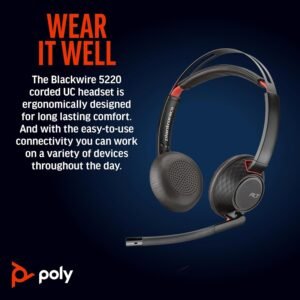 Poly Blackwire 5220 Wired Headset (Plantronics) USB-C