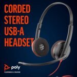 Poly Blackwire C3220 Wired On-Ear Headphones with USB-A Connector Black