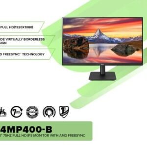 LG 24MP400-B Mainstream 23.8" Full HD IPS Display, Freesync with 75Hz, Wall mount, Reader Mode, 3-Si
