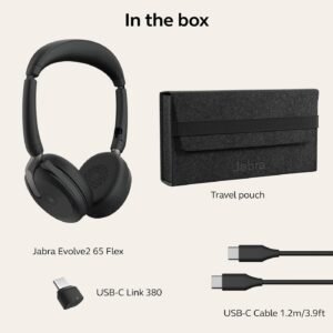 Jabra Evolve2 65 Flex Wireless On-ear Stereo Headset - Binaural - Supra-aural - 3000 cm - Bluetooth