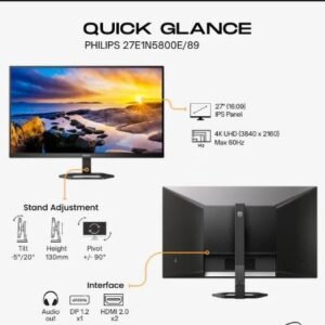 Philips 27E1N5800E 27" IPS 4K (UHD/ 2*HDMI/ DP/ Height Adj/ Pivot monitor