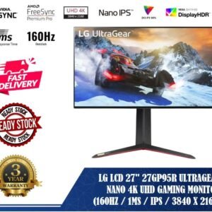 LG 27GP95R - 27-inch 4K 144Hz (Overclock 160hz) /1ms UltraGear Gaming NANO IPS Monitor with DisplayHDR? 600, G-Sync Compatible and Height adjustable stand