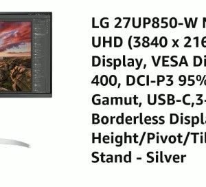 LG 27UP850-W 27" HDR10, UHD IPS, sRGB 99%, 3-Side Virtually Borderless, FreeSync 75Hz, USB Type-C, V