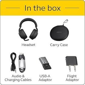 Jabra Evolve2 85 MS Wireless Headphones with Link380c & Charging Stand, 28599-999-889