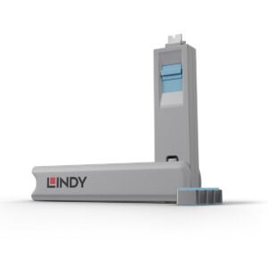 LINDY USB Type C Port Blocker Key - Pack of 4 Blockers, Blue