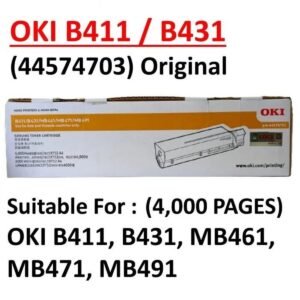 OKI B411 B431 Toner (44574703). Model : STANDARD TONER - 44574703. Color : Black. Page Yield : 4,000