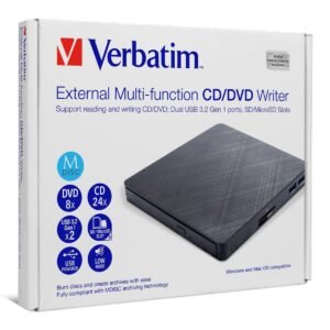 VERBATIM EXTERNAL MULTI-FUNCTION CD/DVD WRITER USB3.2 HUB / MICRO-SD SLOT