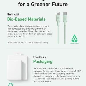 ANKER A80B2H61 Anker 542 USB-C to Lightning Cable (Bio-Based 6ft) Green