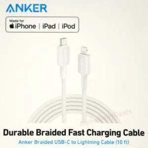 ANKER A81B7H21 Anker 322 USB-C to Lightning Cable (10ft Braided) White