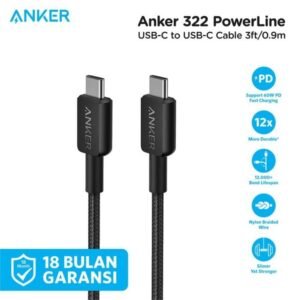 ANKER A81F7H11 Anker 322 USB-C to USB-C Cable (10ft Braided) Black