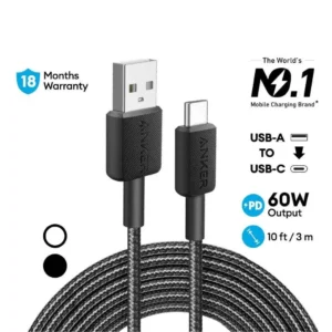 ANKER A81H7H11 Anker 322 USB-A to USB-C Cable (10ft Braided) Black