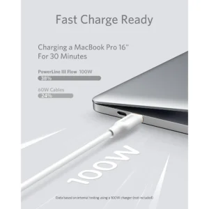 ANKER A8552H21 Anker PowerLine III Flow USB-C to USB-C 3ft Cable White