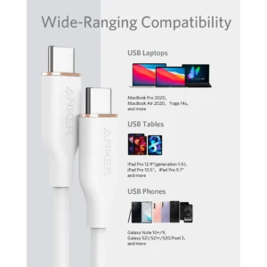 ANKER A8856H21 Anker PowerLine III USB-C to USB-C 100W 2.0 Cable 6ft White