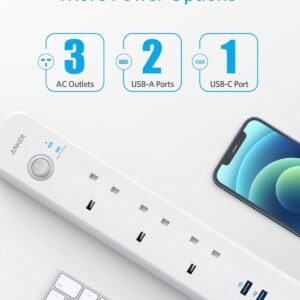 ANKER A9136K21 Anker PowerExtend PD 3 with 1 PD 2 USB Strip (3 Plug + 2 USB + 1 USB C)