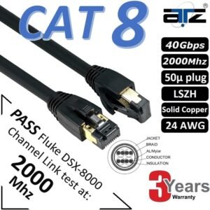 ATZ ATZ-STPCAT8.3M.BK ATZ CAT 8 S/FTP HIGH QUALITY 24AWG LSZH 3M