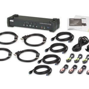 ATEN CS1924 4-Port USB 3.0 4K DisplayPort KVMP Switch with Cables