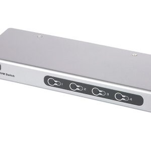 ATEN CS74E ATEN 4-port PS/2 KVM with 2x1.2m and 2x1.8m PS2 KVM cable (Slim metal version, push button)