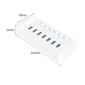 ORICO CT2U3-7AB Orico 7 Ports USB3.0 HUB  1) Color: White 2) Input: Type-A*1  3) Output: USB3.0 Type-A*7 4) Material
