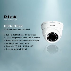 D-LINK DCS-F1622 2MP Varifocal Dome HD Cameras