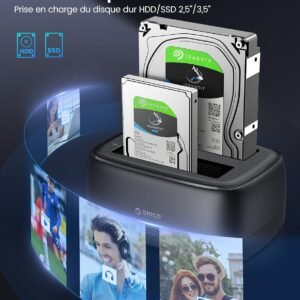 ORICO DD28C3C ORICO  Hard Drive Dock Dual Bay for 2.5&3.5 Inch SSD HDD Up to 36 TB USSB A TO C
