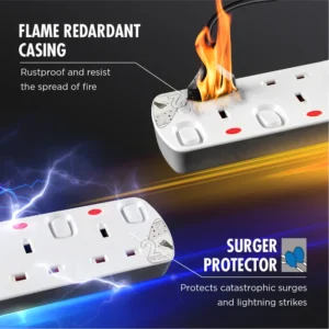 DAIYO DE295-2M Daiyo 5 Way Elegant Extension Socket Strip 2m
