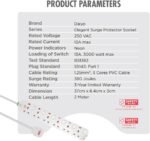 DAIYO DE296-2M Daiyo 6 Way Elegant Extension Socket Strip 2m