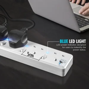 DAIYO DE384-6M LED 4 Way Socket Strip w Surge 6M